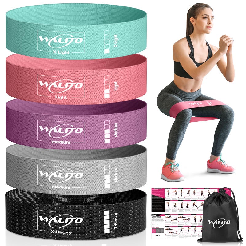 WALITO Fabric Resistance Bands for Working Out - Exercise Bands for Women and Men - Booty Bands for Legs - Thigh Bands for Workout - Fitness Bands for Yoga  Pilates  Physical Therapy and Home - Image 1